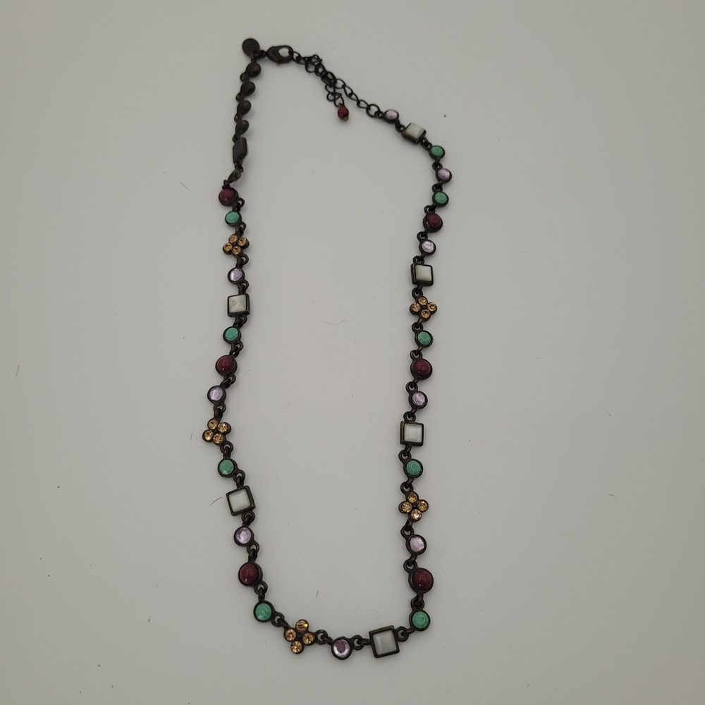 Lia Sophia Brass Fashion Necklace With Multi Colored Stones